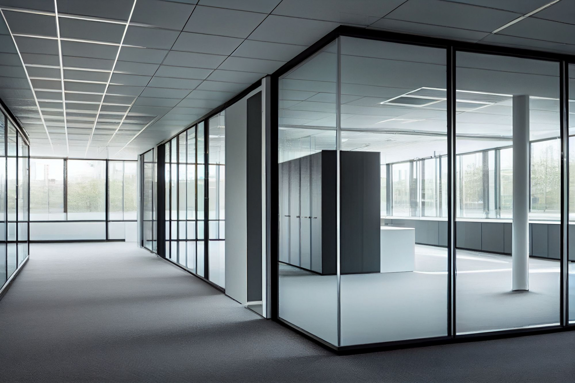 Demountable Paritions and Office space with glass wall partitions